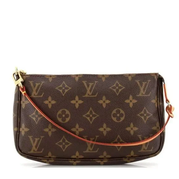 LOUIS VUITTON Pochette Accessoires Brown LV Logo Monogram Canvas Shoulder Bag - Picture 2 of 12